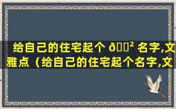 给自己的住宅起个 🌲 名字,文雅点（给自己的住宅起个名字,文雅点的名字）